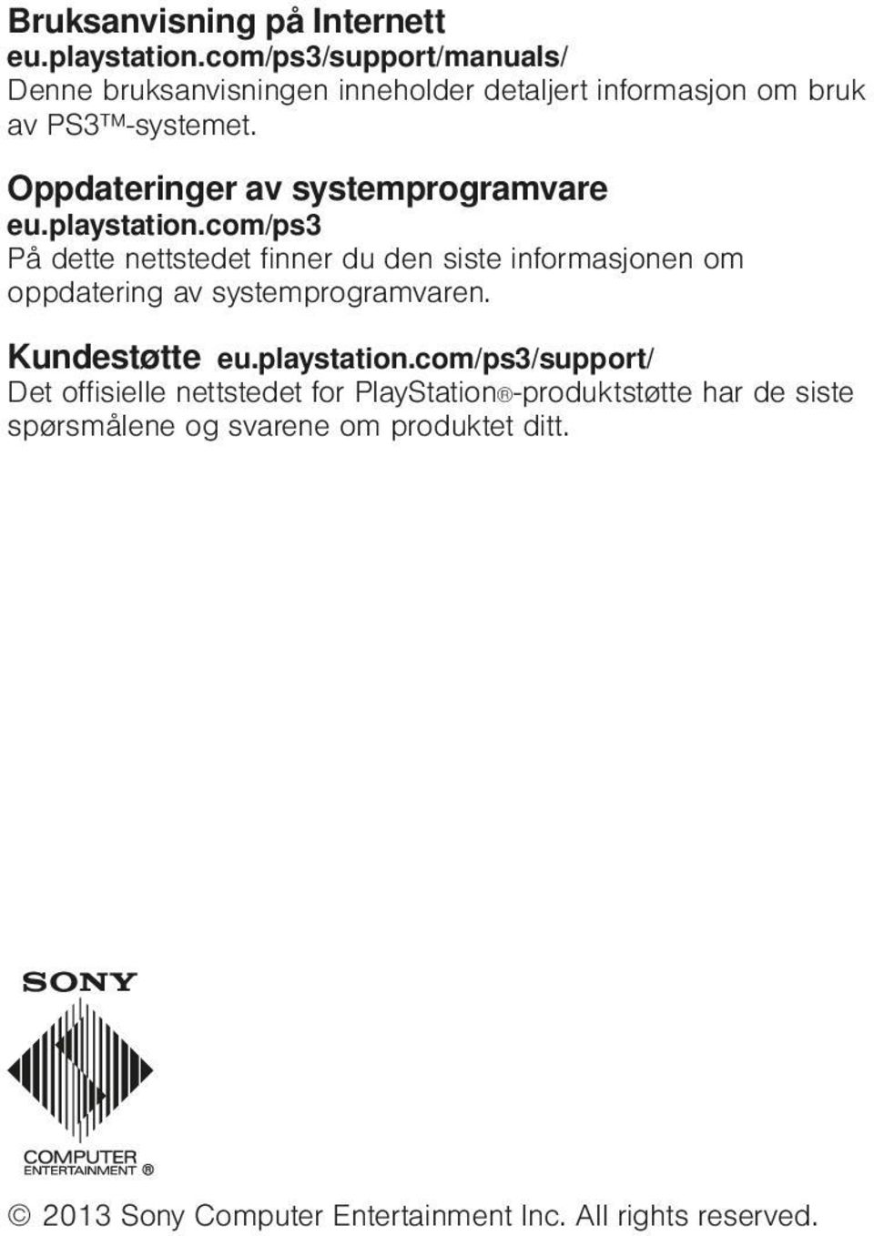 Oppdateringer av systemprogramvare eu.playstation.