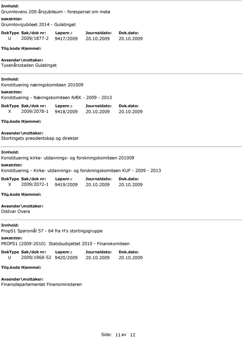 presidentskap og direktør Konstituering kirke- utdannings- og forskningskomiteen 201009 Konstituering - Kirke- utdannings- og