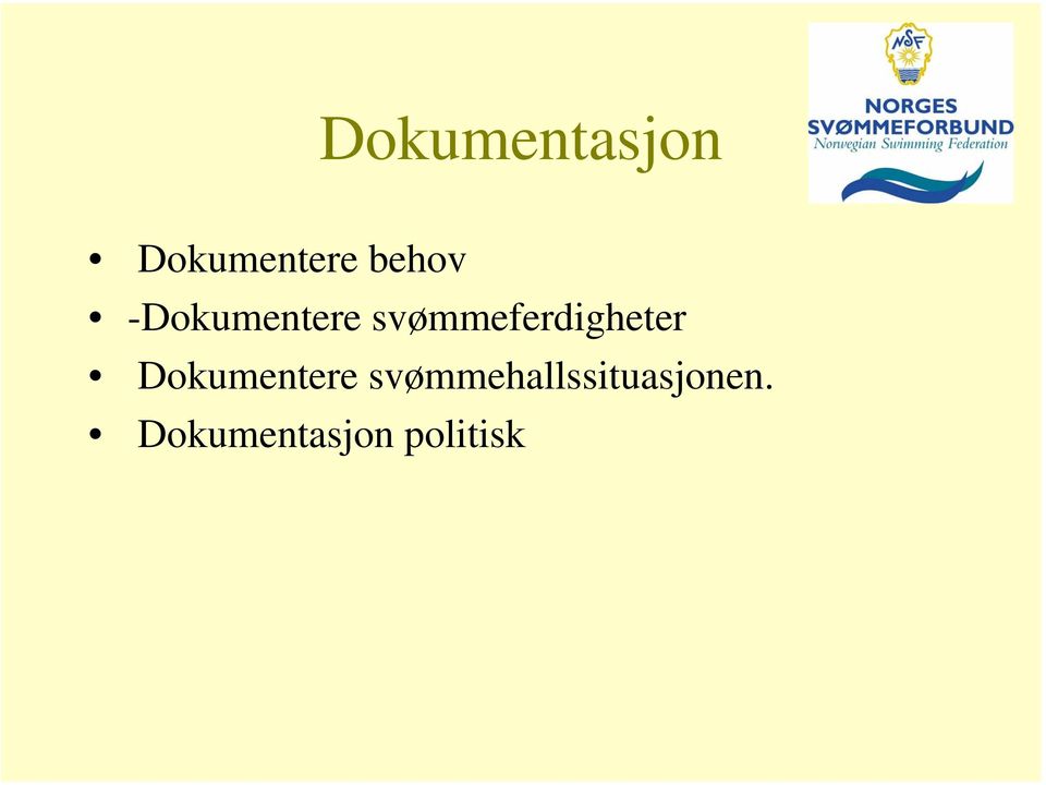 svømmeferdigheter Dokumentere