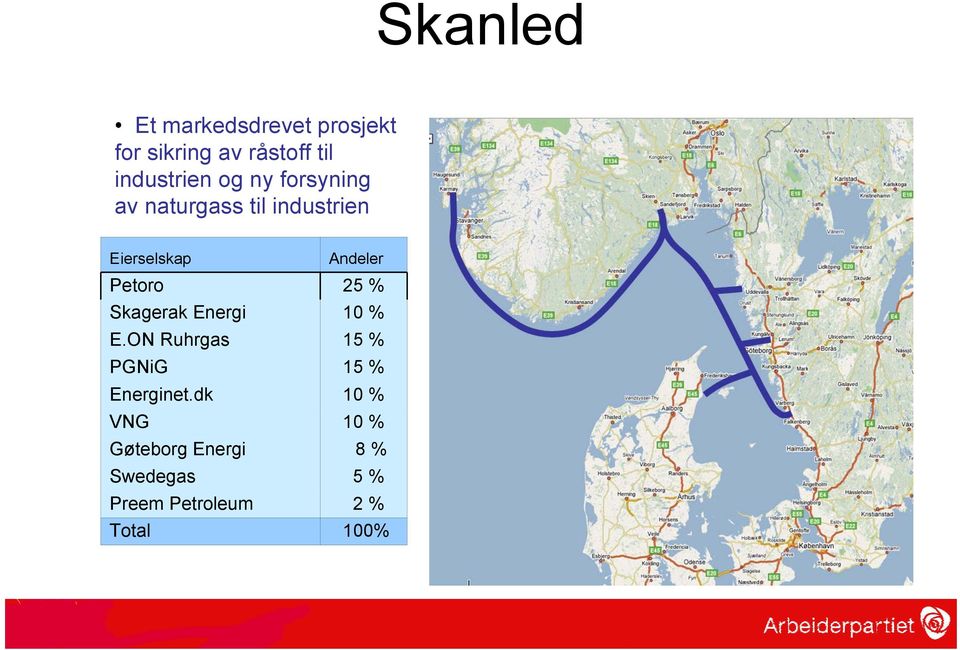 25 % Skagerak Energi 10 % E.ON Ruhrgas 15 % PGNiG 15 % Energinet.