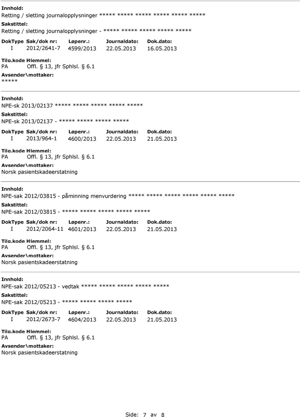 2013 nnhold: NPE-sk 2013/02137 NPE-sk 2013/02137-2013/964-1 4600/2013 nnhold: NPE-sak