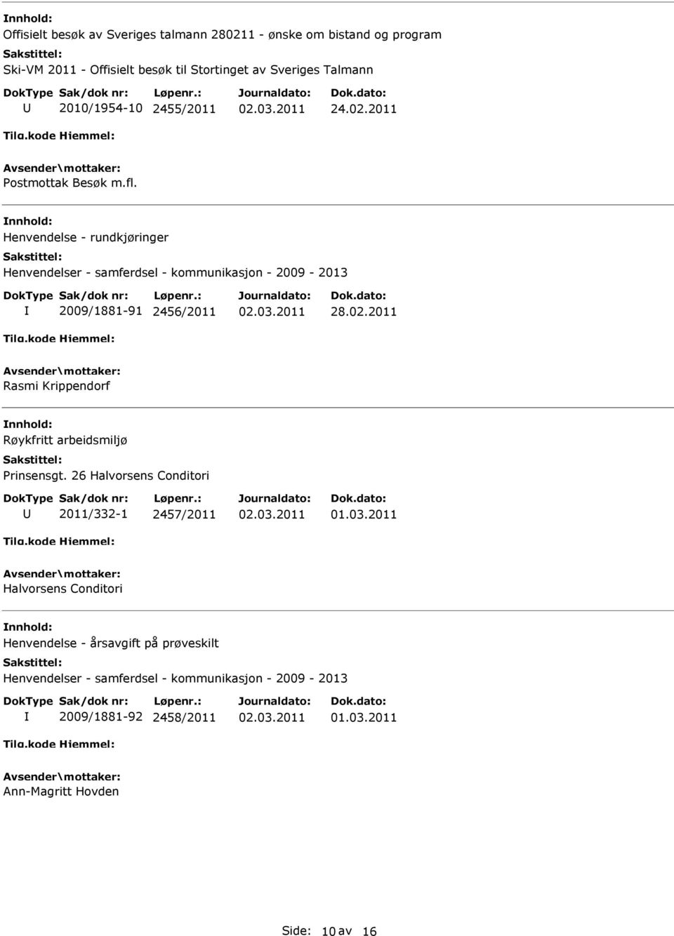 Henvendelse - rundkjøringer Henvendelser - samferdsel - kommunikasjon - 2009-2013 2009/1881-91 2456/2011 28.02.