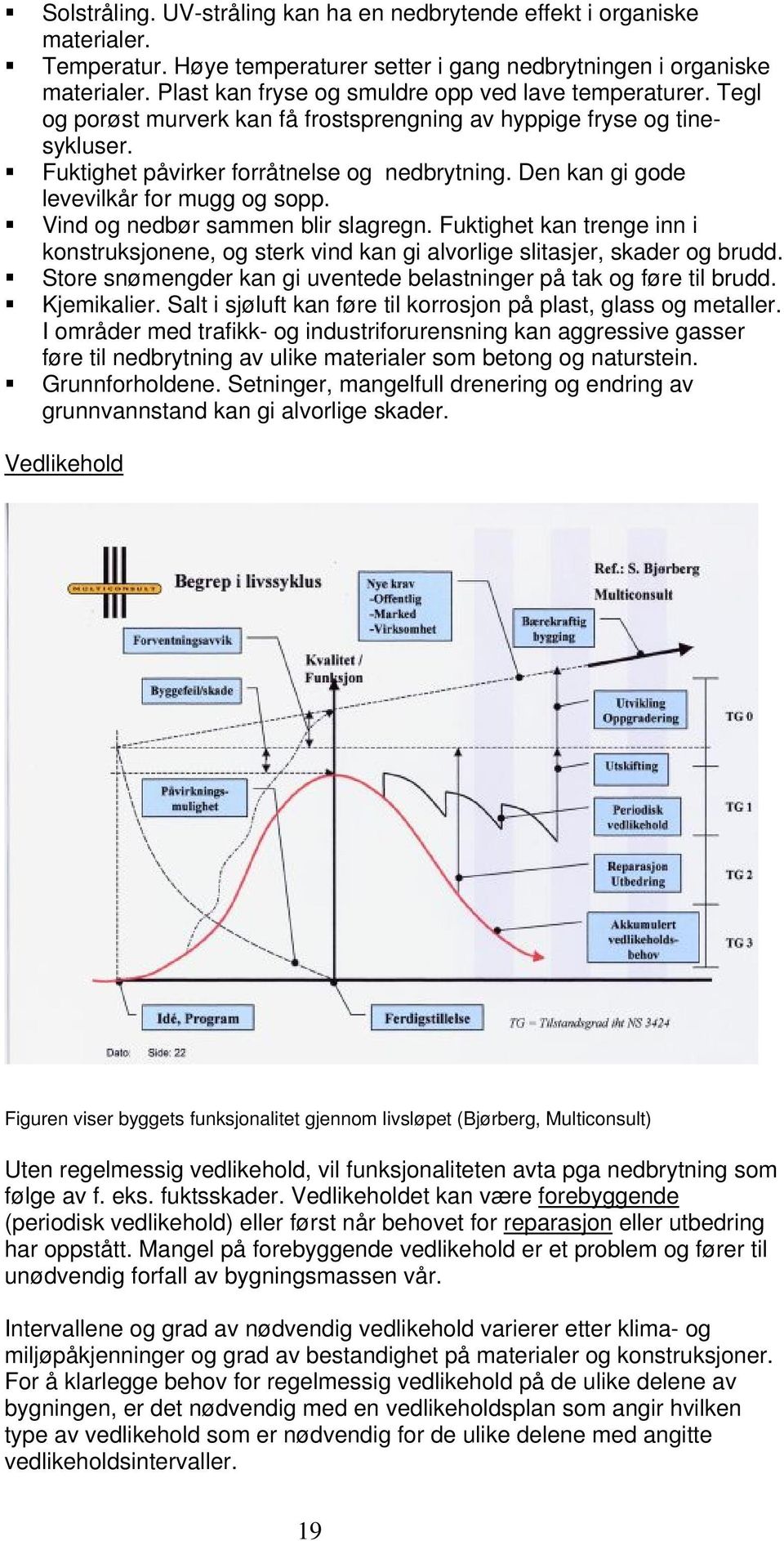 Den kan gi gode levevilkår for mugg og sopp. Vind og nedbør sammen blir slagregn. Fuktighet kan trenge inn i konstruksjonene, og sterk vind kan gi alvorlige slitasjer, skader og brudd.