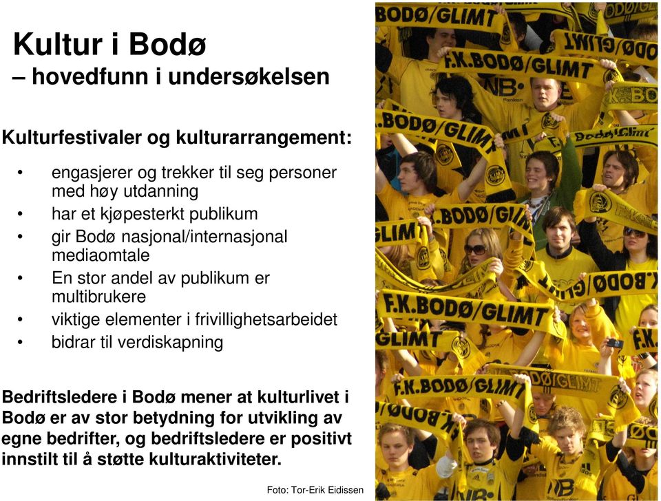 viktige elementer i frivillighetsarbeidet bidrar til verdiskapning Bedriftsledere i Bodø mener at kulturlivet i Bodø er av stor