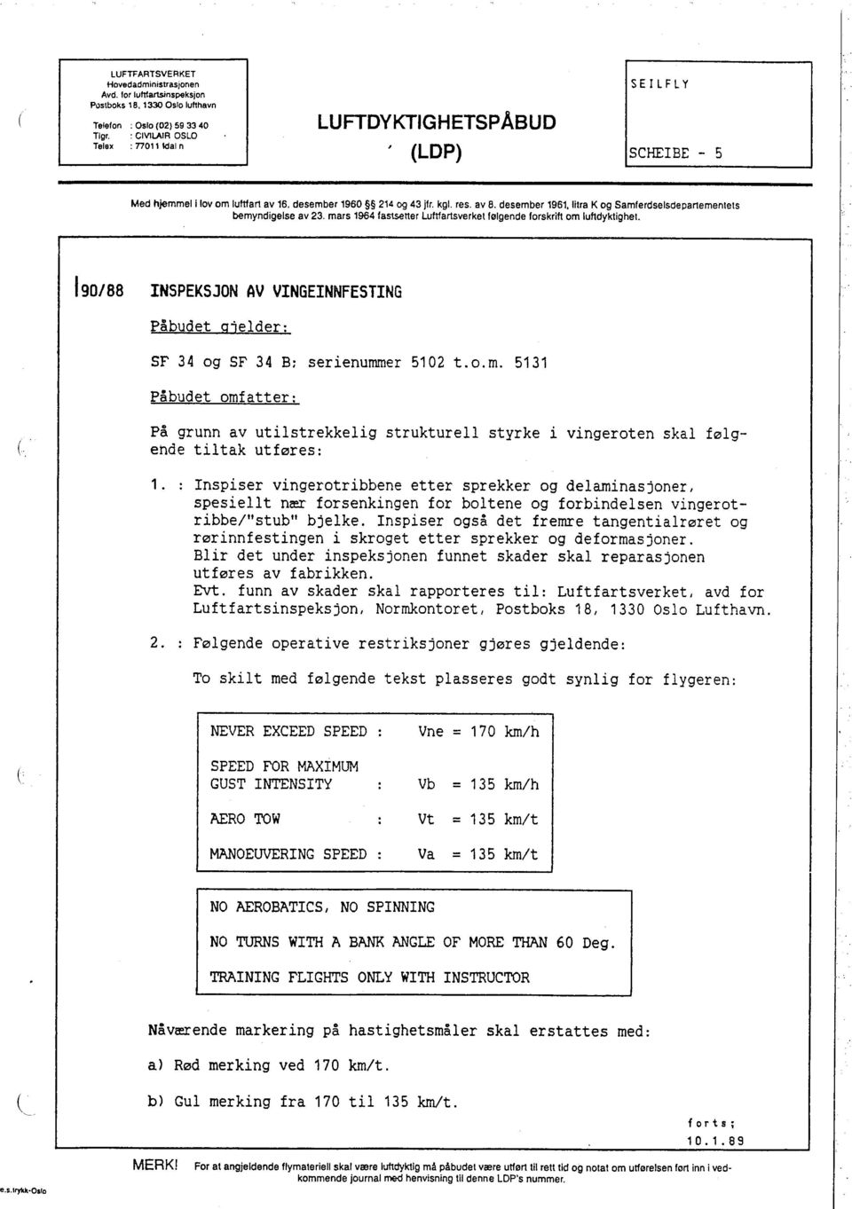 lira K og Samferdselsdepartementets bemyndigelse av 23. mars 1964 fastner Luftartsverket følgende forskrift om luftdyktighel.