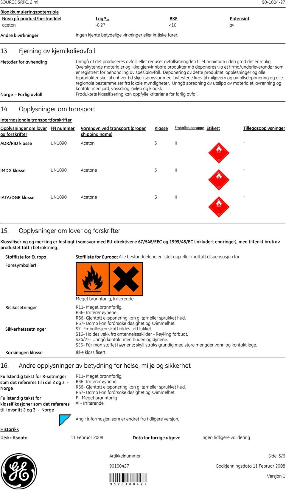 Overskytende materialer og ikke gjenvinnbare produkter må deponeres via et firma/underleverandør som er registrert for behandling av spesialavfall.