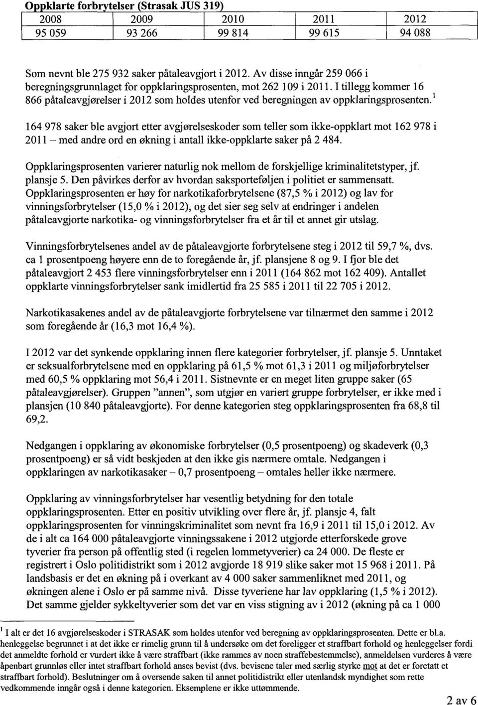 I tillegg kommer 16 866 påtaleavgjørelser i 2012 som holdes utenfor ved beregningen av oppklaringsprosenten.