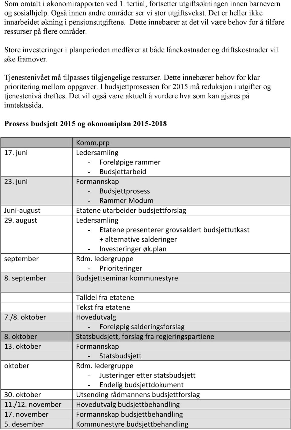 Store investeringer i planperioden medfører at både lånekostnader og driftskostnader vil øke framover. Tjenestenivået må tilpasses tilgjengelige ressurser.