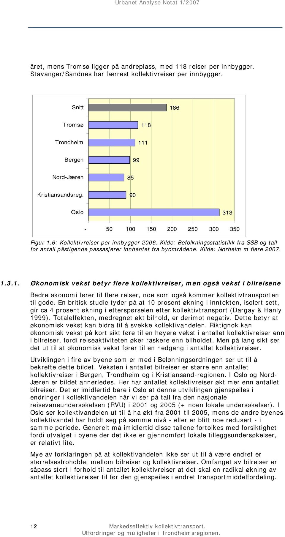 Kilde: Befolkningsstatistikk fra SSB og tall for antall påstigende passasjerer innhentet fra byområdene. Kilde: Norheim m flere 2007. 1.