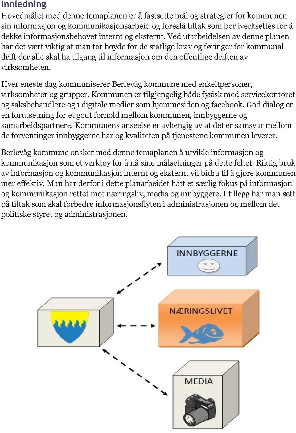 Ved utarbeidelsen av denne planen har det vært viktig at man tar høyde for de statlige krav og føringer for kommunal drift der alle skal ha tilgang til informasjon om den offentlige driften av