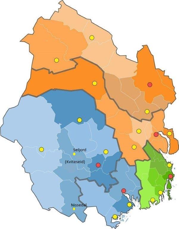 Arbeidsgruppa ru ppapsitt framlegg Seljord (Kviteseid) Nissedal kommune sitt framlegg Grunngjeving: - Meir balansert dekning av distriktet/utnytting av ressursane.