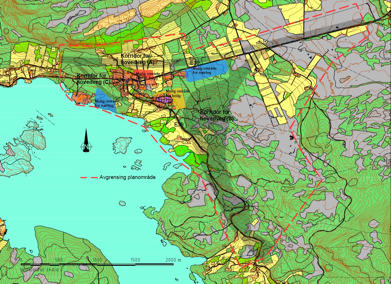 Liabøen, Planprogram kommunedelplan og KU 11 E39 skal planlegges som 2-felts veg med vegbredde 8,5 m.
