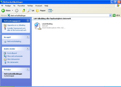 Konfigurering av PC i Windows XP 1. Gå til Start / Kontrollpanel (i vanlig vindu).