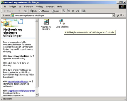 Hurtigstartguide Konfigurering av PC i Windows 2000 1. Gå til Start / Innstilinger / Kontrollpanel.