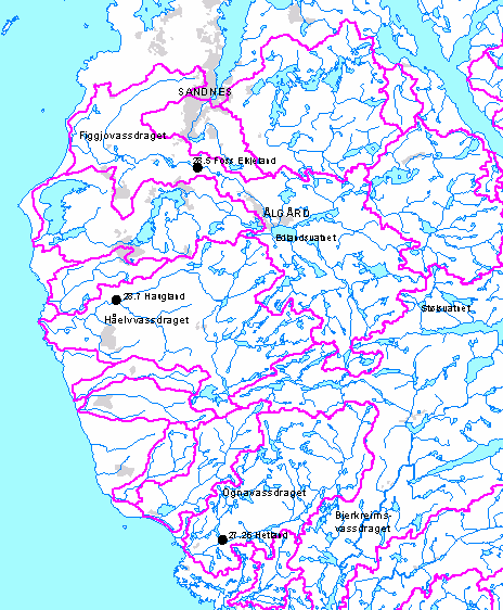 Figur 1. Kart over del av Sørvestlandet. 4. Hydrologiske data Ifølge NVEs avrenningskart for Norge fra 2002 er avrenningen i Figgjovassdraget 45.3 l/s km 2 som årsmiddel i perioden 1961-1990.