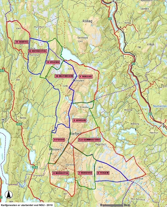Området. Blefjell villreinområde ligger i Buskerud og Telemark fylke.
