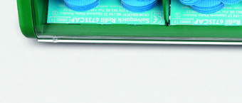 PLASTER- AUTOMATEN BLUE DETEC- TABLE Salvequick Plasterautomat Blue Detectable er spesielt beregnet for bruk i næringsmiddelindustrien.