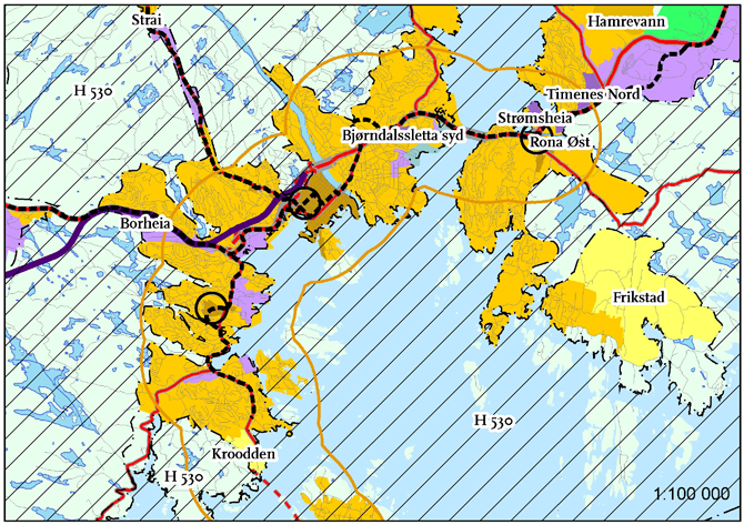 2.6 Planforslag i bybåndet gjennom Kristiansand Bybåndet gjennom Kristiansand er det eneste området i regionen med sammenhengende bybebyggelse.