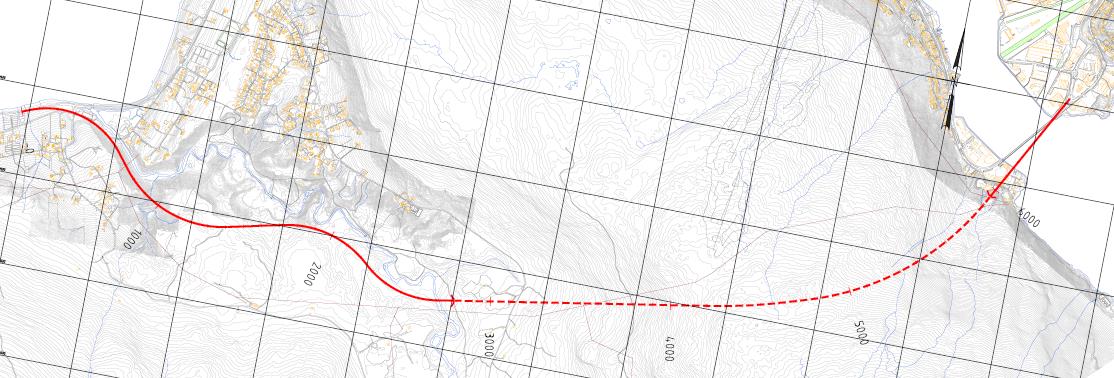 3.4 ALTERNATIV 3 Vegen vil følge samme trasé som alternativ 2 fram til pr. 1300.