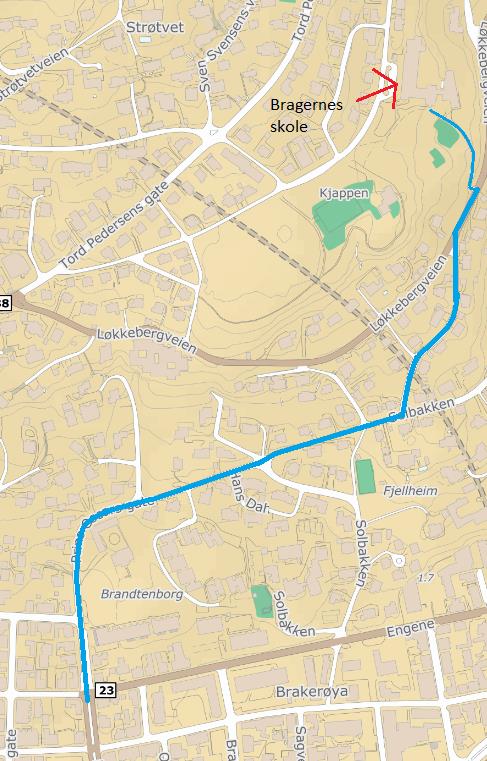 Side 10 av 15 3.4 Skolevei Nærmeste barneskole til de nye boligene vil bli Bragernes skole. Skolen ligger i Lammersgate og ligger ca. 1,1 km unna boligene.