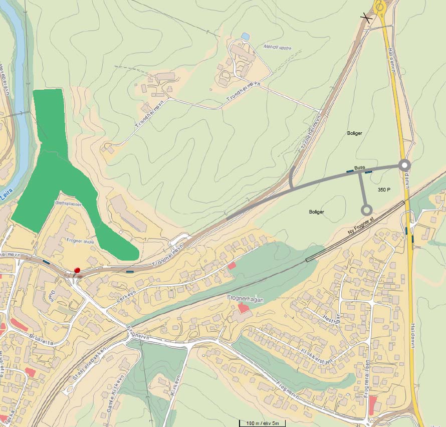 Detaljplan fagnotat trafikk på vegnett og kapasitet i kryss Side: Side 10 av 12 5 FREMTIDIG TRAFIKKSITUASJON VEGNETT C Med nye Frogner stasjon i nordre del av Frogner tettsted bør den lokale