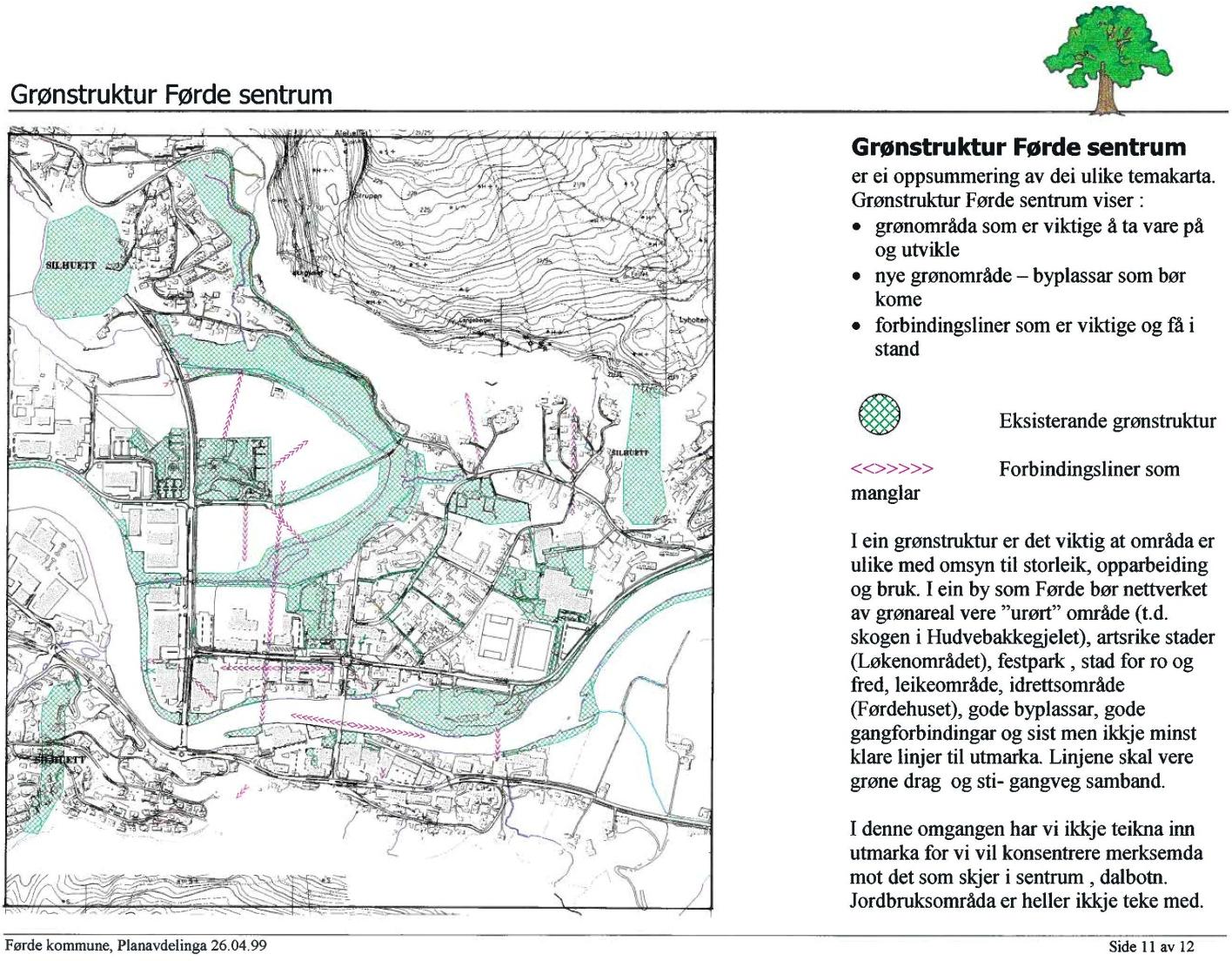 Grønstrukturen oppsummert Byutvikling i Førde 1999-2004 Som ein vidare oppfølging av stadanalysen 1993 og kommuneplanen sin arealdel frå 1997, vart prosjektet Byutvikling i Førde Analyse Visjon Plan,