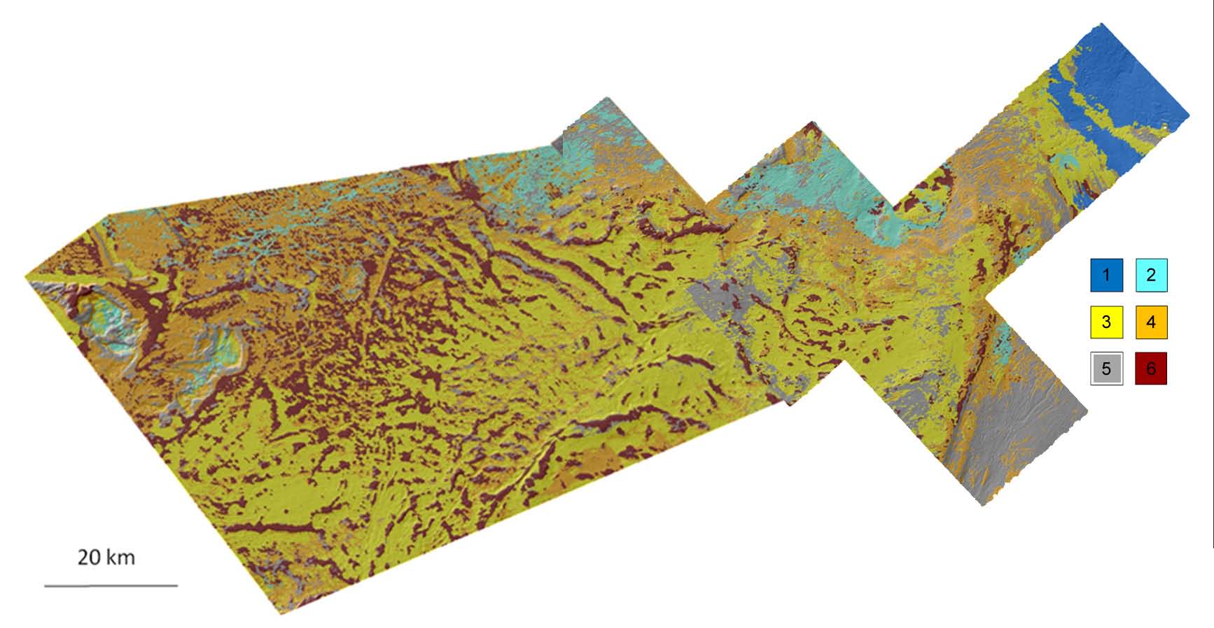 Naturtypeprediksjon for Tromsøflaket vestre del med modell utviklet fra østre del. Resultater viser 85% samsvar.