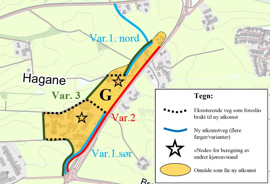 Orrevegen-Brøytvegen, delstrekning 3 Område G, vurdering av atkomstveger Figur 6.