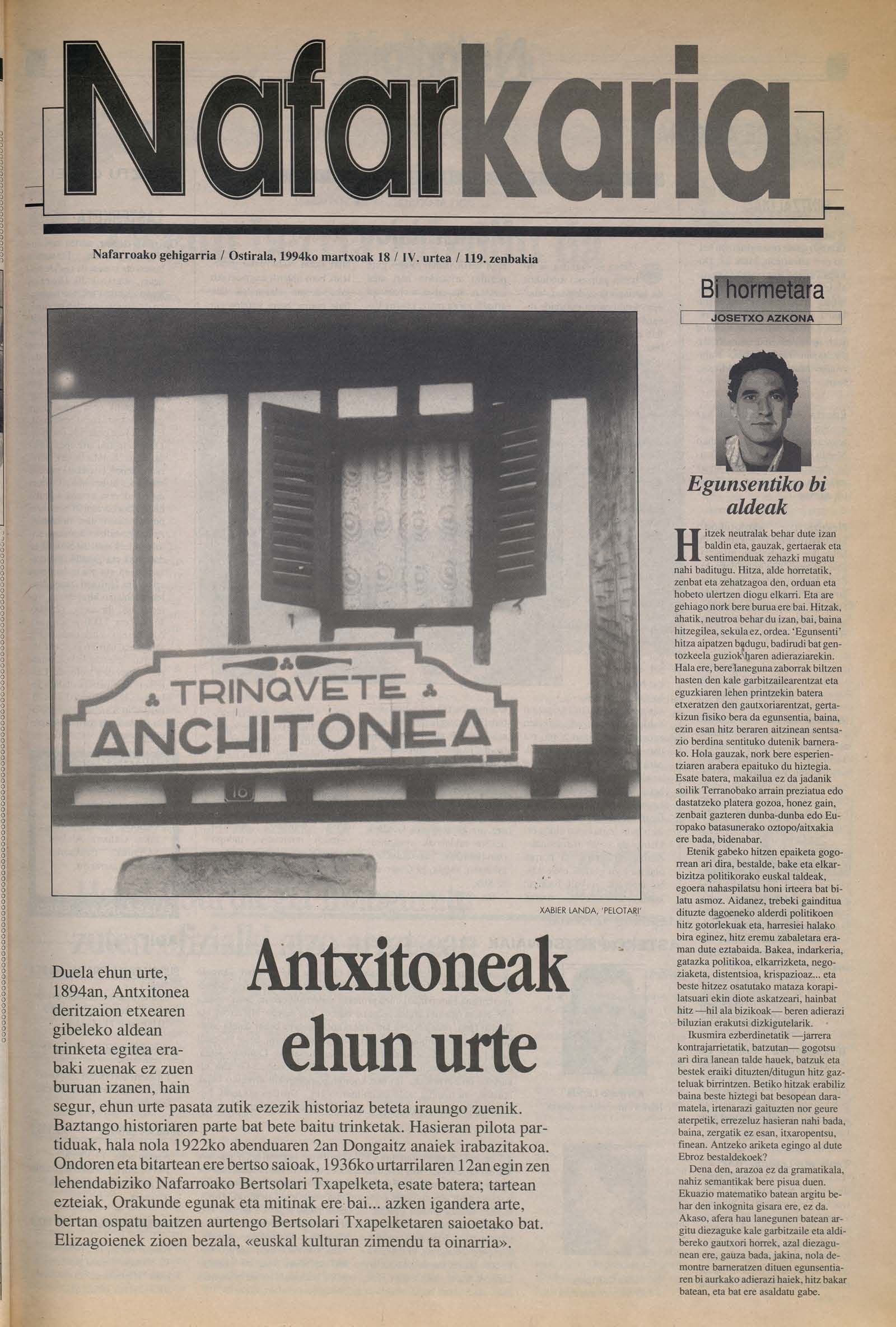 Nafarroako gehigarria / Ostirala, 1994ko martxoak 18 / IV. urtea / 119.