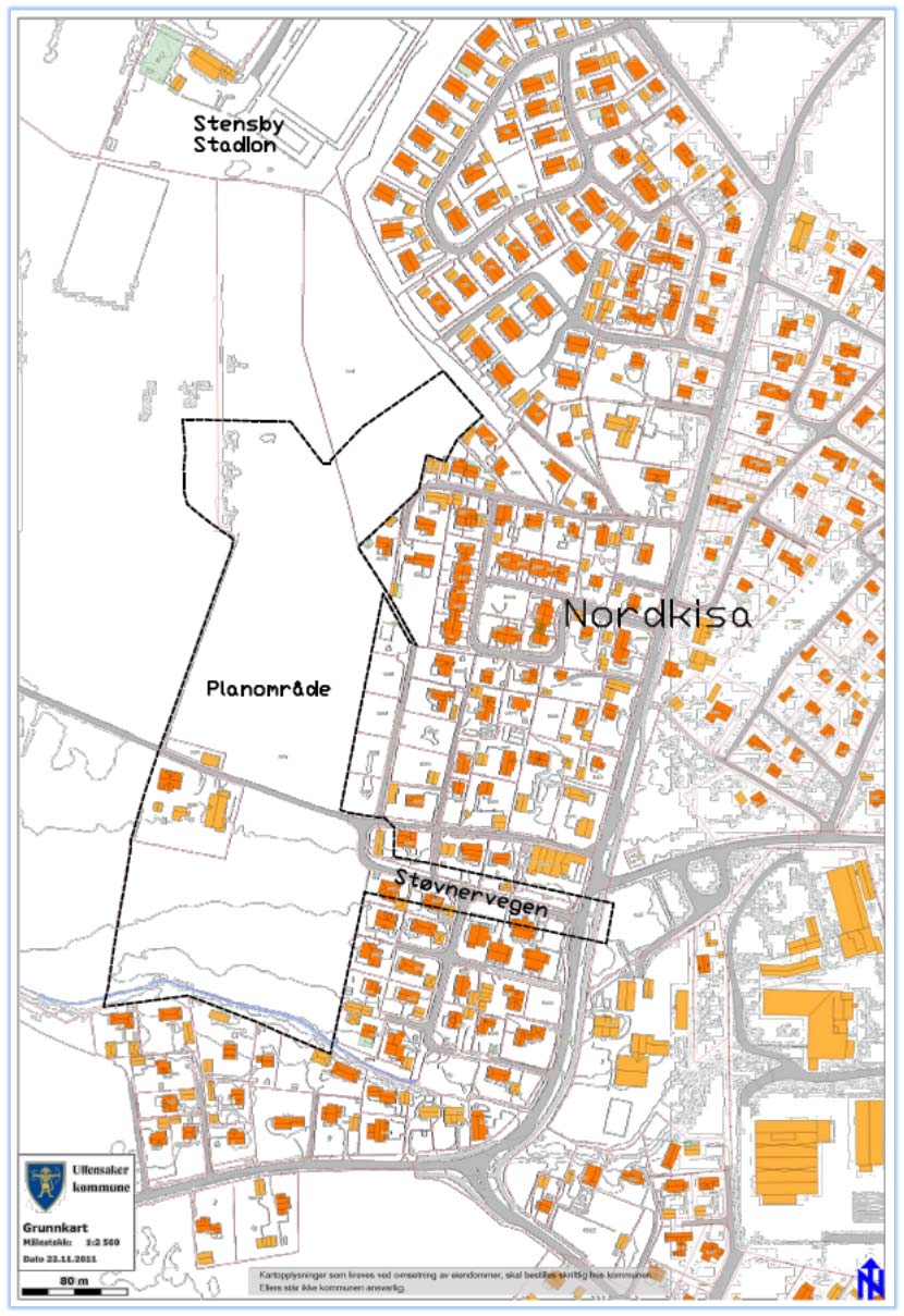 2 1. Bakgrunn og nøkkelopplysninger Reguleringsplanen har til hensikt å legge til rette for bygging av boliger og barnehage. Planlagt boligbebyggelse er frittliggende og konsentrert småhusbebyggelse.