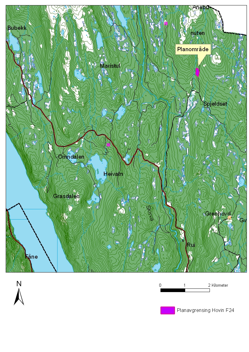 Området Planområdet ligger i helt nord i Telemark, i