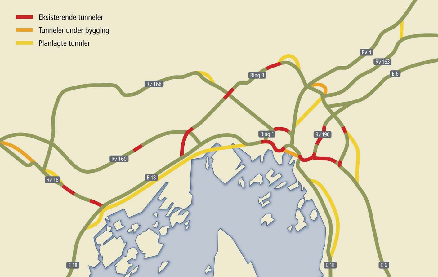 Tunnelstatus Oslo-området 34 eksisterende tunneler (samlet lengde 37 km) 3
