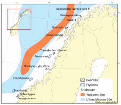 Norskehavet på 400 600 m djup fra Shetland og nordover til Andøya. Her finnes det litesnabeluer mindre enn 28 30 cm. Nord for Andøya finnes snabeluer også grunnere.