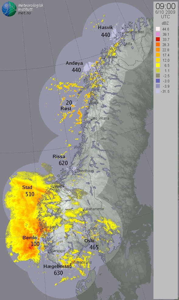 Eksisterende radar nettverk 8 værradar 2 nye bygges