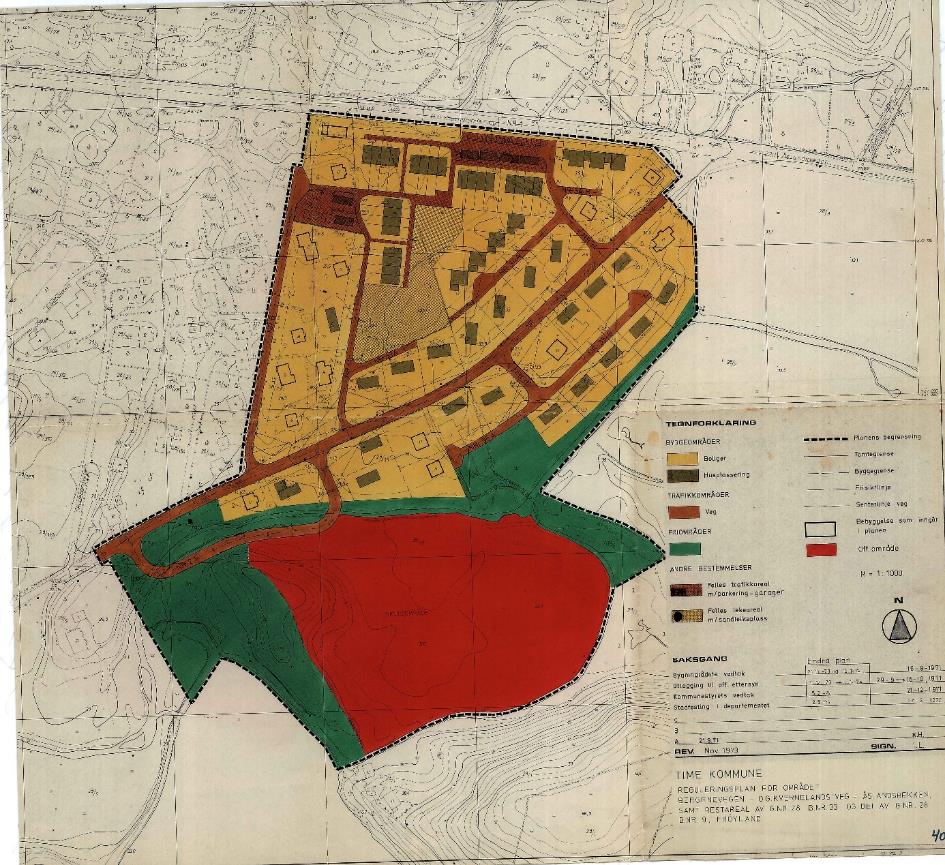 Figur 4: Plan 0040.00, som ble erstattet av gjeldende plan innenfor planområdet. 3.2.3 Pågående planarbeid «Plan 0483.