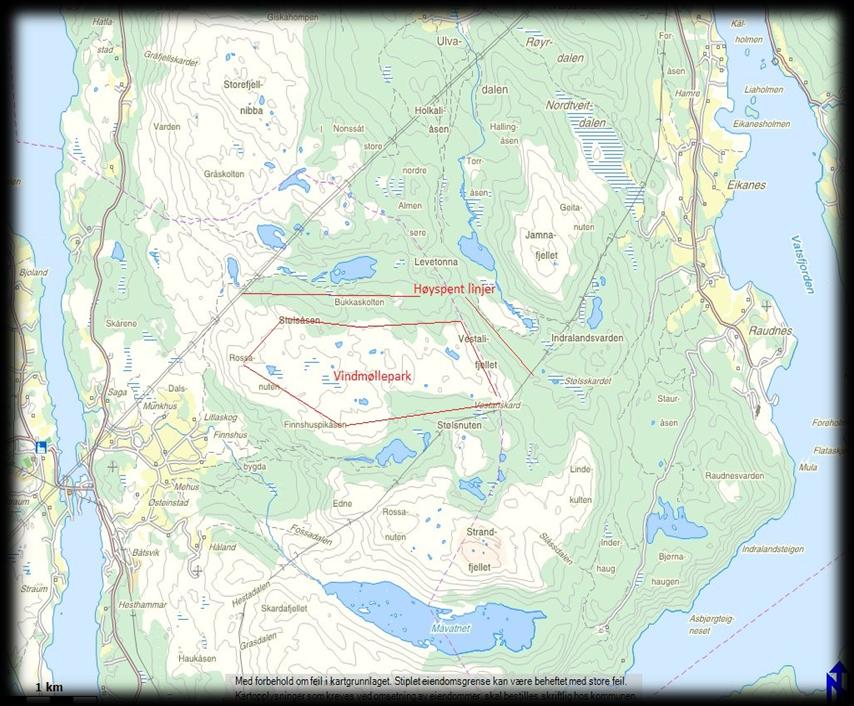 2. LOKALISERING og beskrivelse av området 2.1 Beskrivelse av området Området vindmølleparken er tenkt plassert på er et fjellplatå nord øst for Dalbygda i Skjoldastraumen, Tysvær kommune.