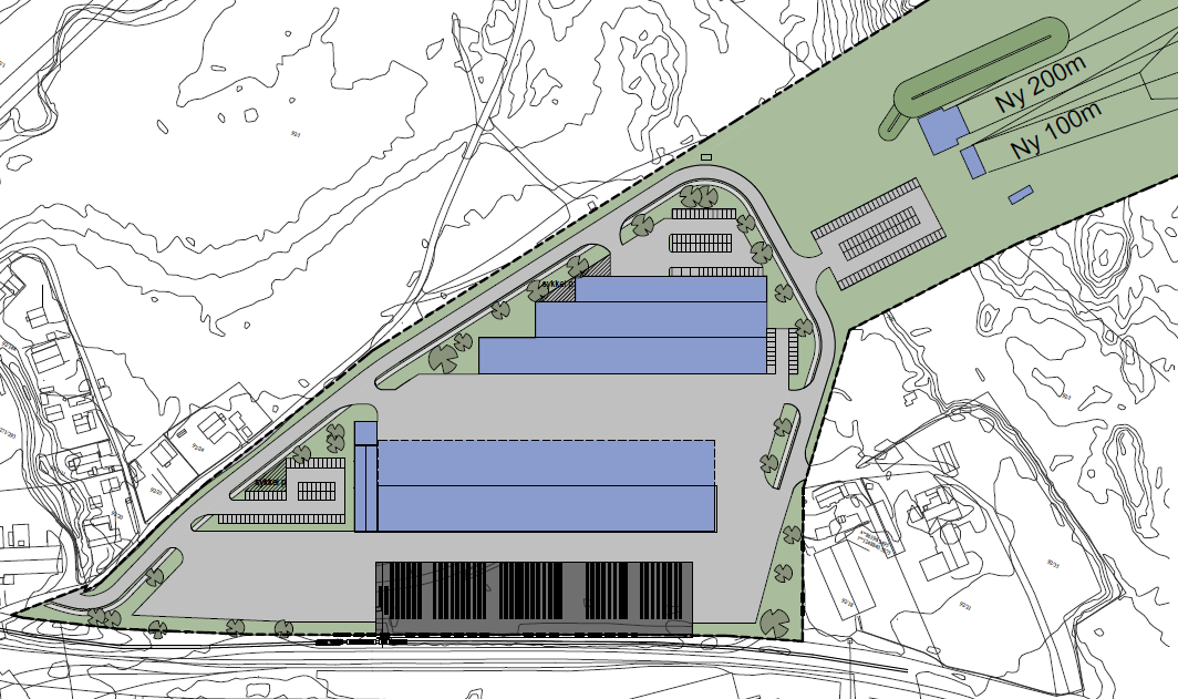 10/12 TRAFIKKANALYSE Første byggetrinn: ca. 5 350 m², fordelt på ca. 4 600 m² produksjonslokaler og 750 m² kontor. Anlegget skal ha plass til ca. 50 arbeidsplasser.