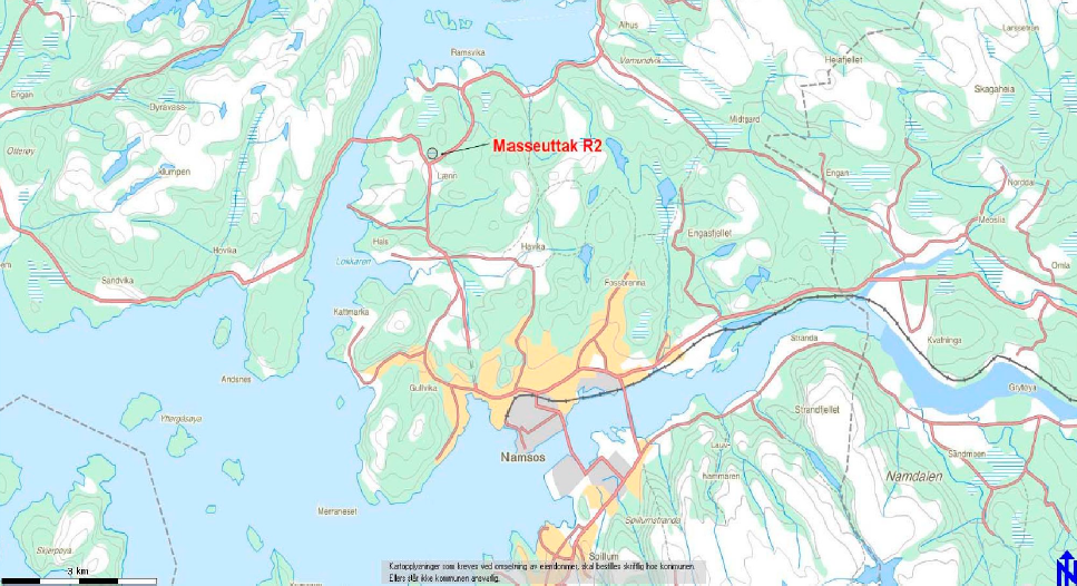 Revidert planforslag Namsos kommune mottok den 25.06.12 revidert forslag til reguleringsplan for "Masseuttak R2 Lendamarka", del av eiendommen gnr. 11 bnr.