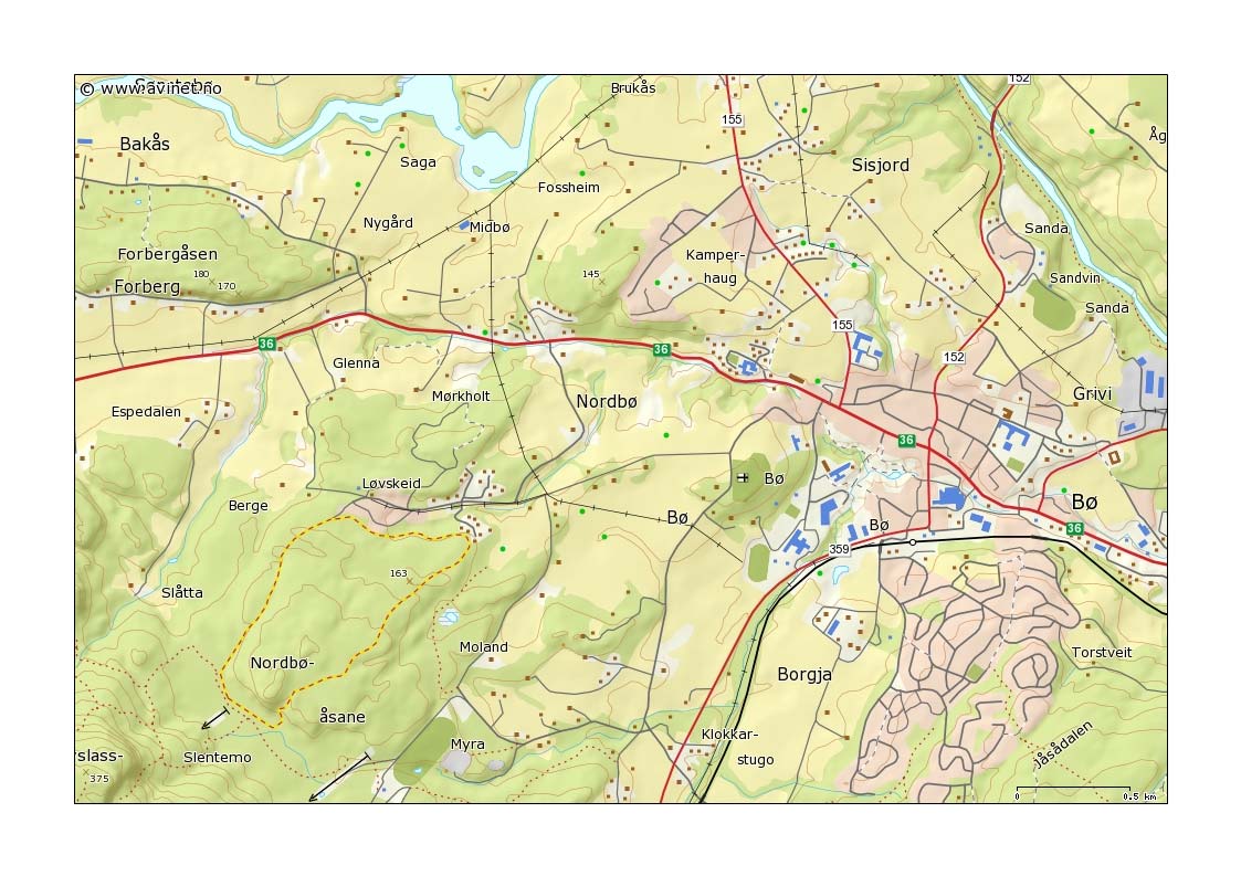 Seljordsvegen 192, Bø Stabilitet Geotekniske beregninger og vurderinger multiconsult.no 2 Topografi og grunnforhold 2.1 Topografi Den aktuelle tomta ligger på Glenna, ca.