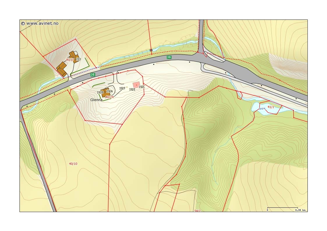 Seljordsvegen 192, Bø Stabilitet Geotekniske beregninger og vurderinger multiconsult.no Figur 4 Utsnitt av kartgrunnlag med mer detaljert topografi samt plassering av terrengsnitt 2.