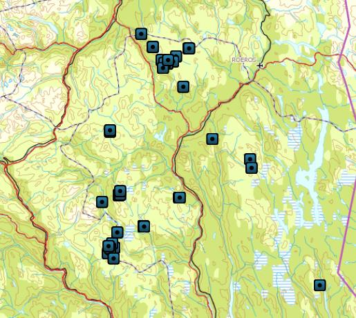 Figur 1: Dokumenterte og antatte jerveskader på sau i Hedmark i 2015.