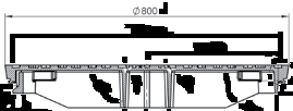 Gategods 800 flytende ramme TH=205 Ø 951 502570 205 D 400 786 60 kg 800 kjøresterkt lokk m/lås og pakning Ø 800 502571 D 400 78 kg 800