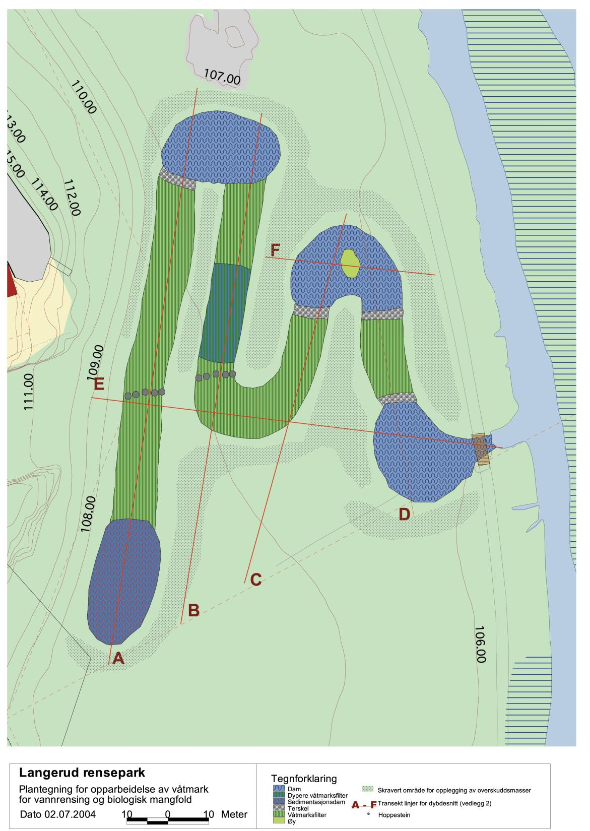 Figur 1: Plan for Langerudbekken rensepark, i