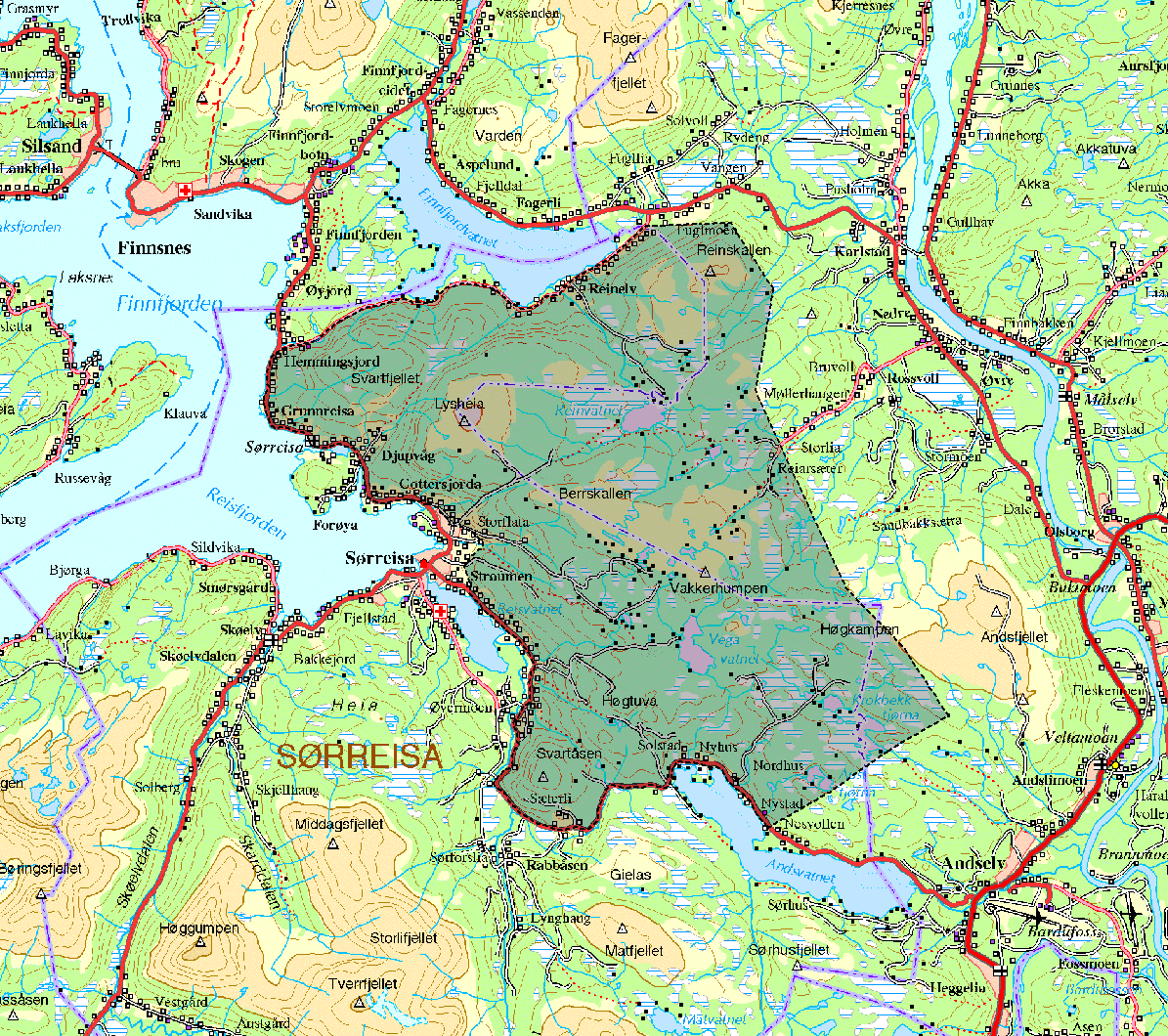 3. BESKRIVELSE AV KARTLEGGINGSOMRÅDET 3.1 Områdeavgrensning Totalt omfatter området 143 km 2. Mesteparten av arealet ligger under skoggrensa, kun 7,5 km 2 er snaufjell.