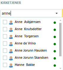 Velge personer til roller/funksjoner Velg person(er) for en rolle ved å klikke på aktuell celle i tabellen.