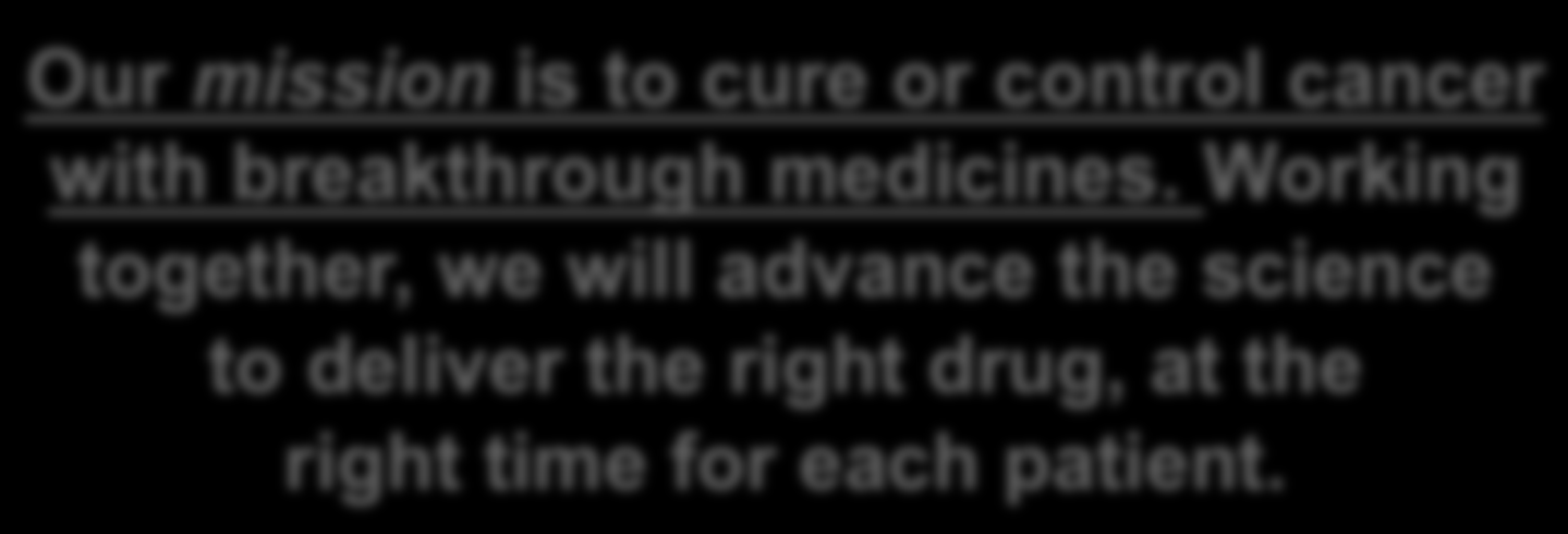 Our Mission Our mission is to cure or control cancer with breakthrough medicines.