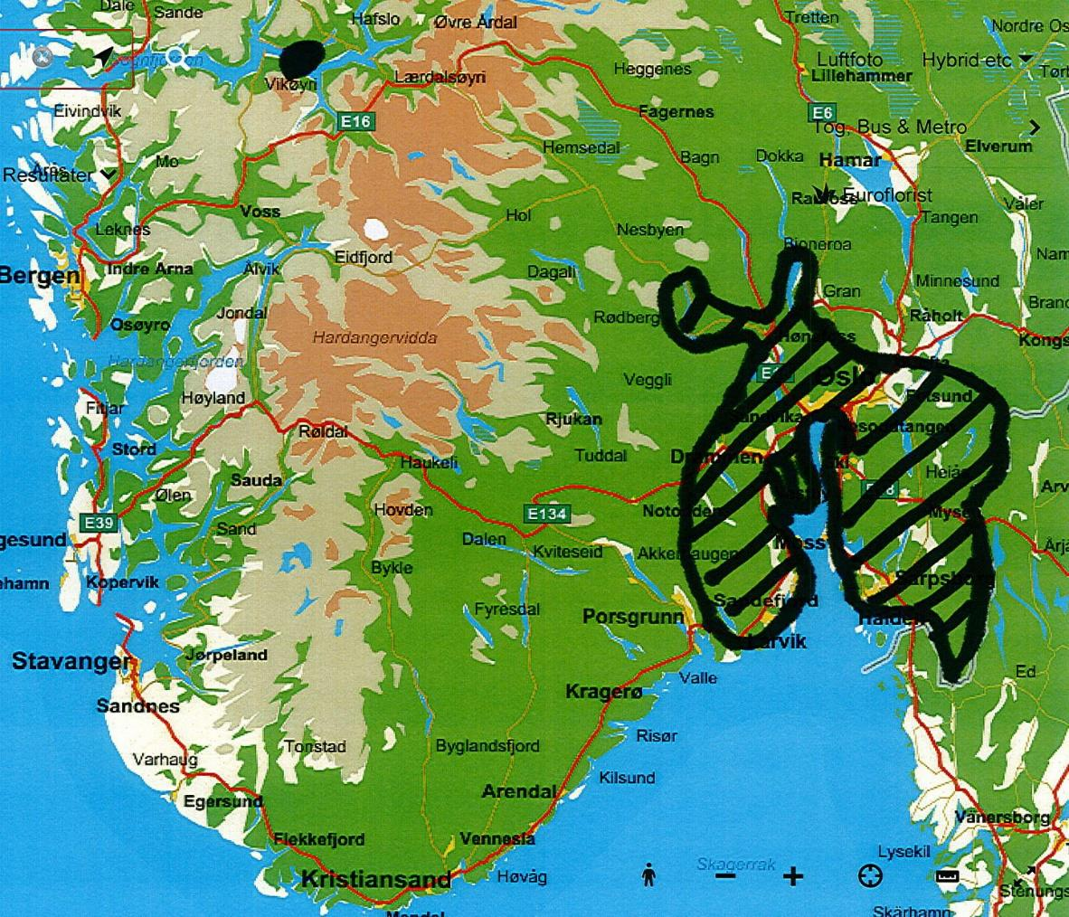 Dvergsyke: Konstatert utbredelse i Norge Oslofjordfylkene er sjekket, Telemark, Hedmarken og oppland.