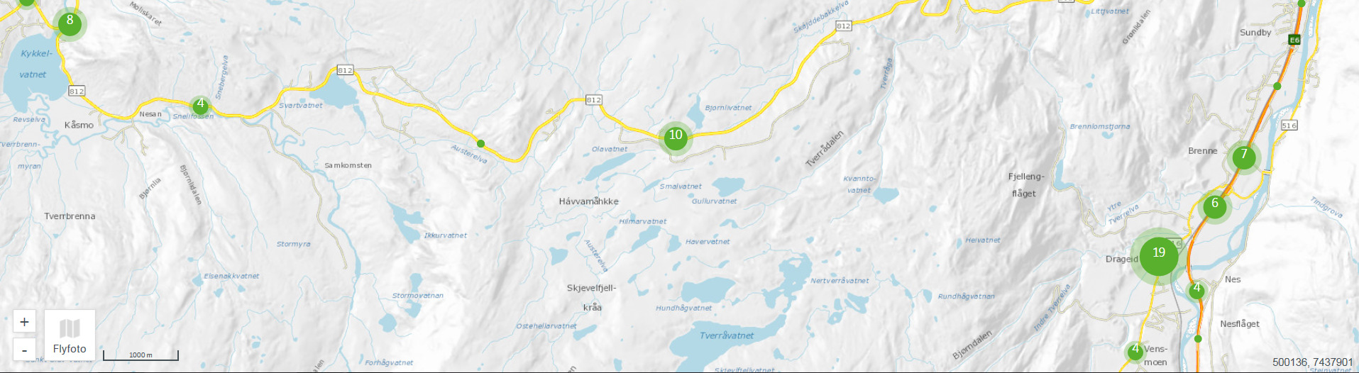 Fv.812 Utbedring /tunnel Saltdalslia Vegstandard og trafikksikkerhet På 80 tallet ble veien fra Medby i Saltdal til platået øst for Tverråmoen utbedret.