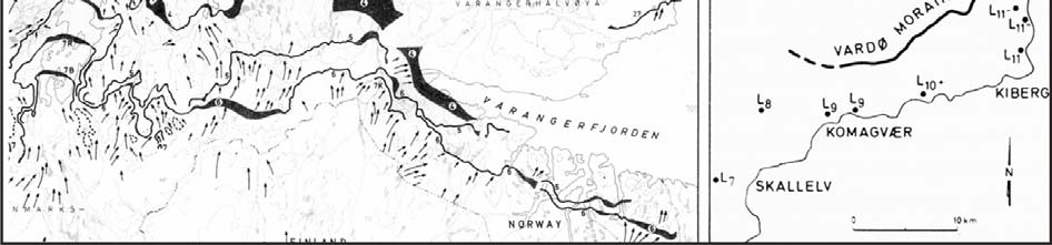 FIGUR 4: RANDMORENER I ØST FINNMARK (A) OG VED VARDØ (B). ETTER SOLLIED ET AL. (1973). 6.