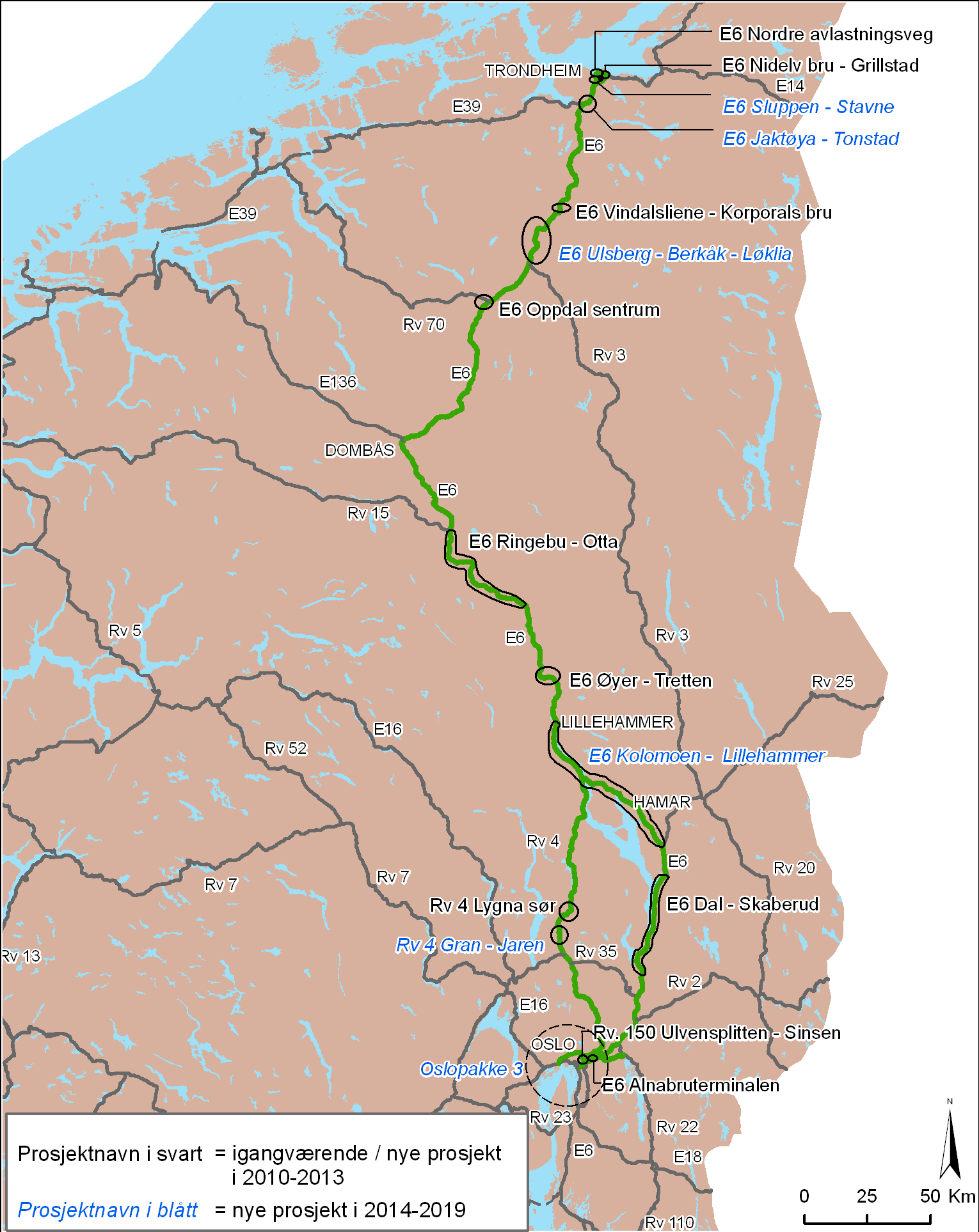 Rute 6a E6 Oslo Trondheim med tilknytninger 2010-2013 2014-2019 2010-2019 Stat Anna Stat Anna